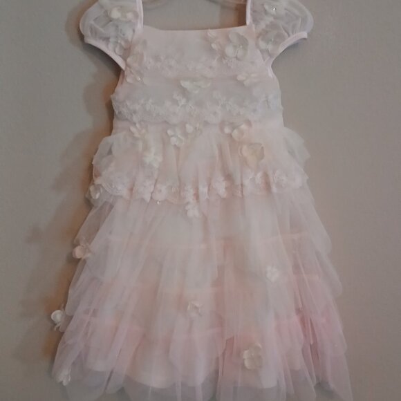 Toddler Girls Pink Flower and Tulle Dress - Picture 1 of 6